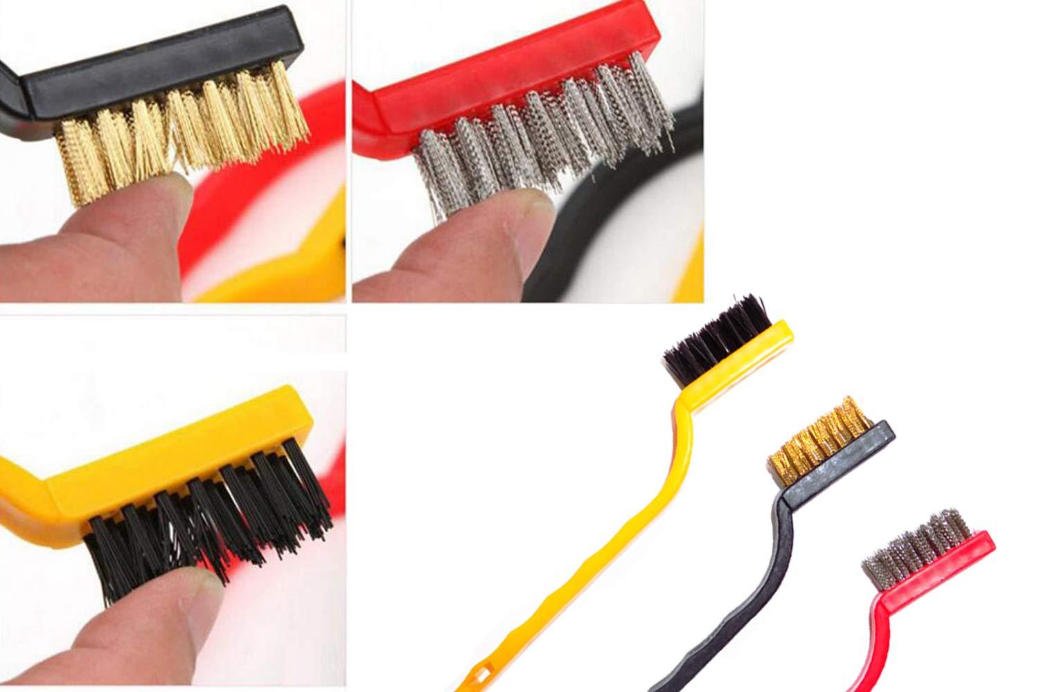 184 -3 Pc Mini Wire Brush Set (Brass Nylon Stainless Steel Bristles) 184 -3 Pc Mini Wire Brush Set (Brass Nylon Stainless Steel Bristles)